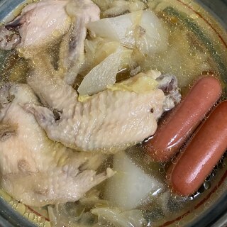 圧力鍋で作る手羽先と大根のスープ